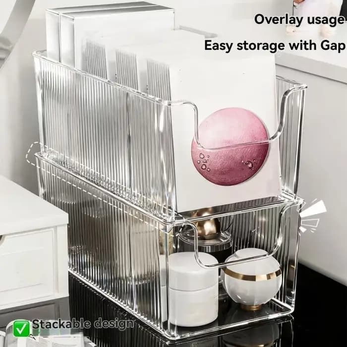 Boîte de rangement de bureau en acrylique transparent, 1 pièce, boîte de rangement rectangulaire à 4 compartiments pour cosmétiques, boîte de rangement simple