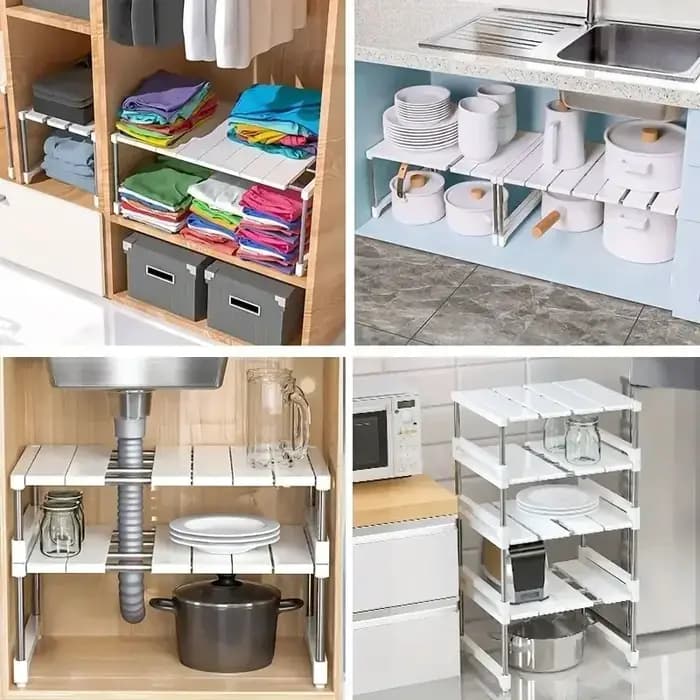 Étagère de rangement extensible et empilable, séparateur de compartiments pour armoire, grille de rangement, organisateur de placard, étagère de rangement domestique pour optimiser l'espace