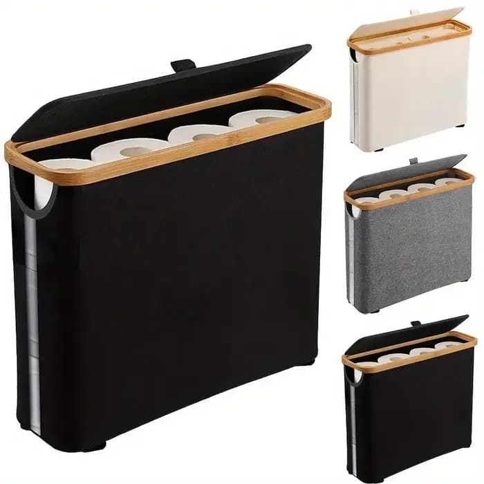 Panier de rangement pour papier toilette avec fenêtre transparente et couvercle