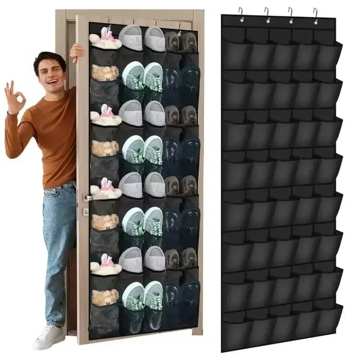 Range-chaussures à suspendre sur la porte avec 24 grandes poches en filet