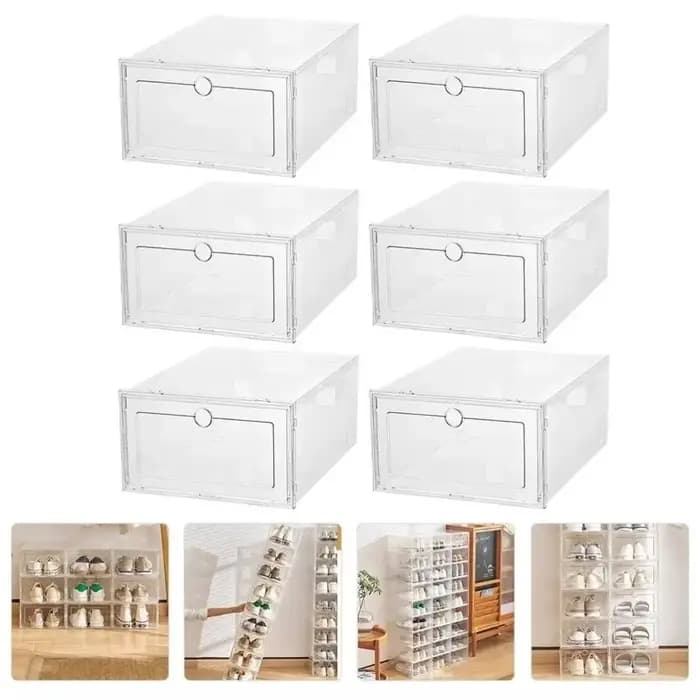 Boîtes à chaussures transparentes portables en plastique empilables