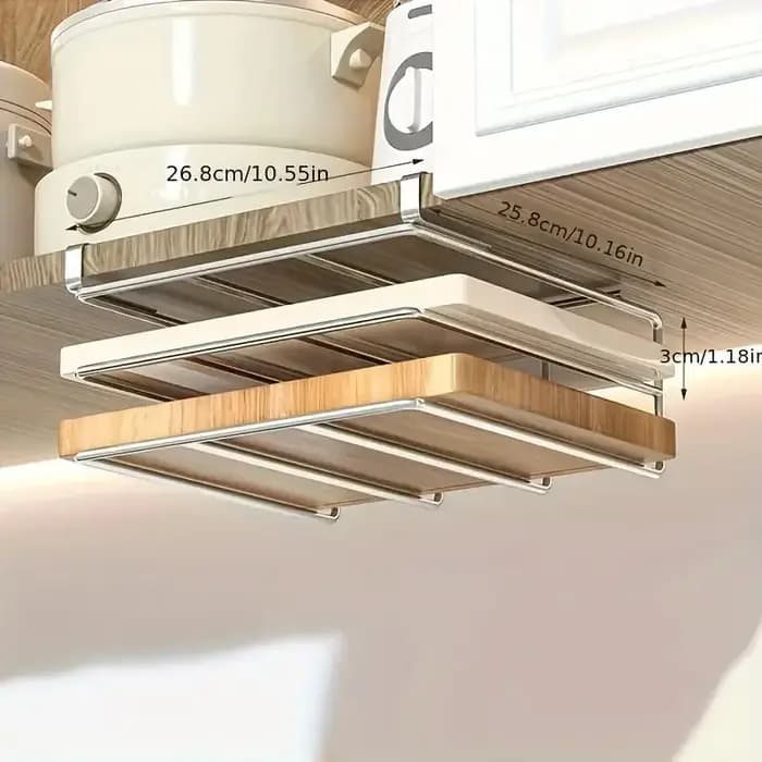 Support de planche à découper en acier inoxydable sous l'armoire - Organisateur suspendu pour planches