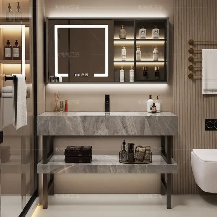 Meuble de Salle de Bain Moderne de Luxe avec Rangement