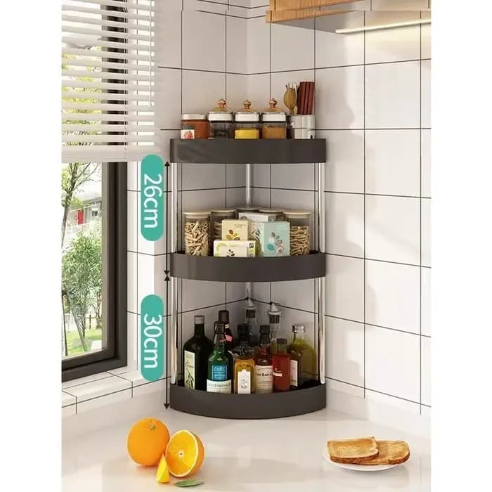Étagère de cuisine à trois niveaux pour usage domestique, support d'angle pour salle de bain, étagèr