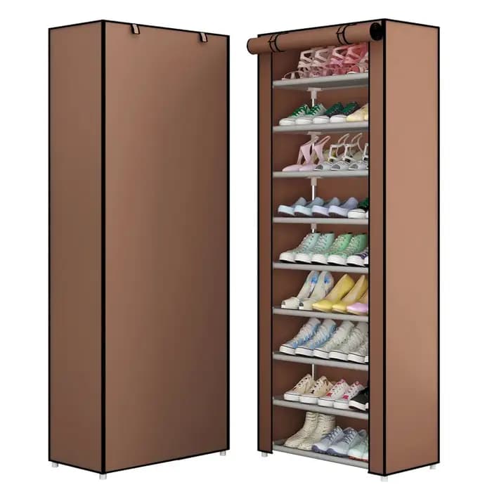 Meuble de rangement pour chaussures avec housse anti-poussière en tissu, grande armoire de rangement pour placard, chambre et entrée