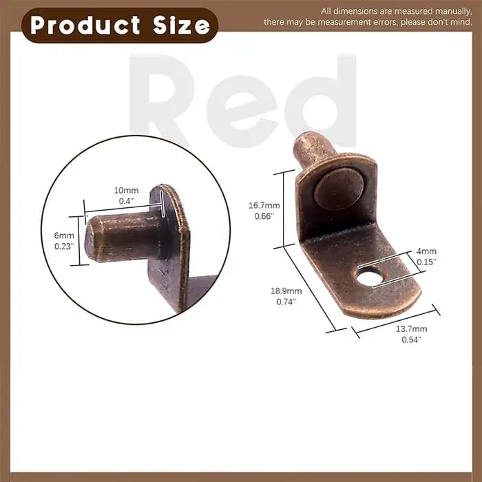 Kit de chevilles de Support d'étagère en L en acier plaqué Bronze rouge, 20/40 pièces, 1/4 "(6mm), assortiment de Support d'armoire en forme de L pour trous d'étagères