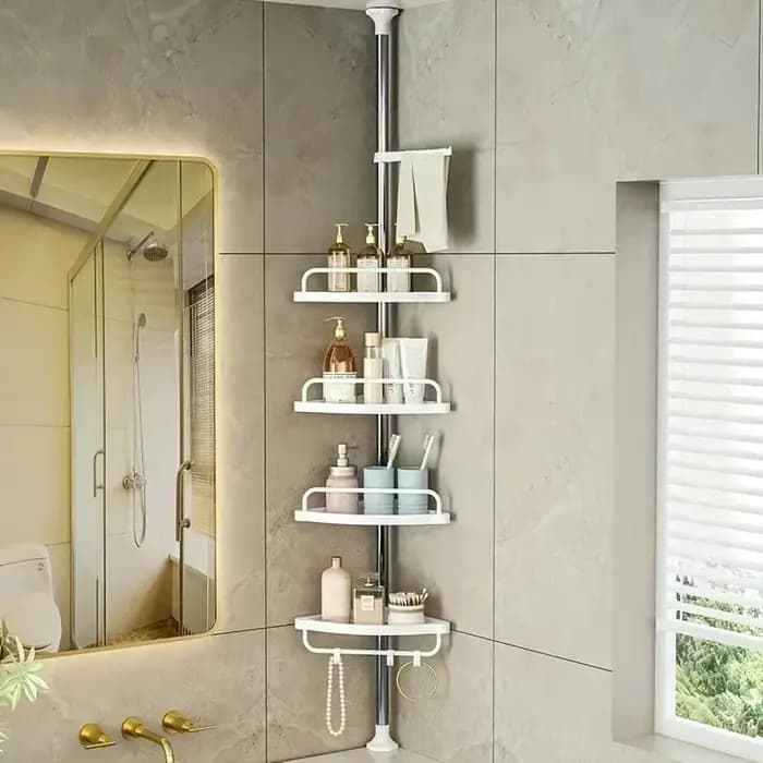 Étagère d'angle de douche télescopique réglable sans perçage pour salle de bain