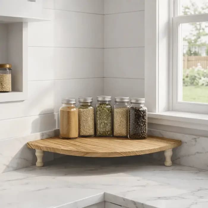 Étagère de rangement en bois en forme d'éventail