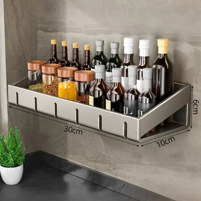 Étagère murale de rangement pour épices et condiments avec crochets suspendus