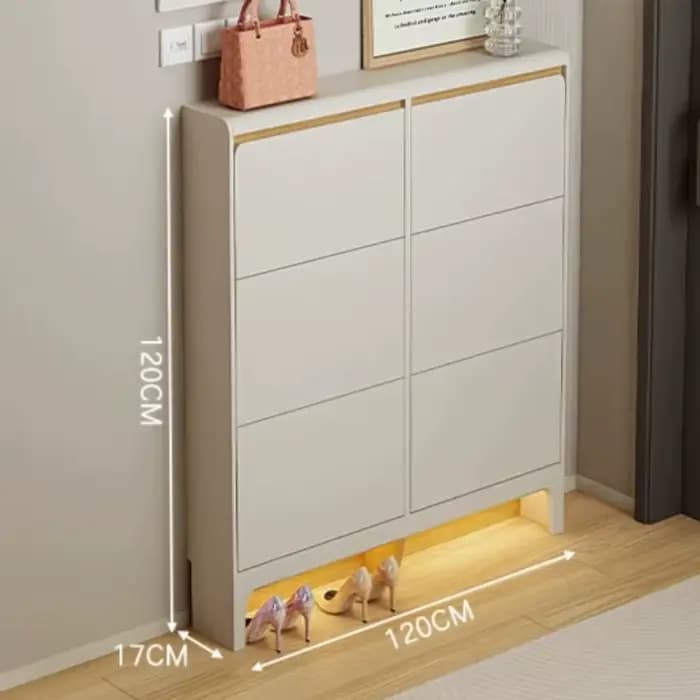 Meuble à chaussures d'angle étroit en bois avec portes
