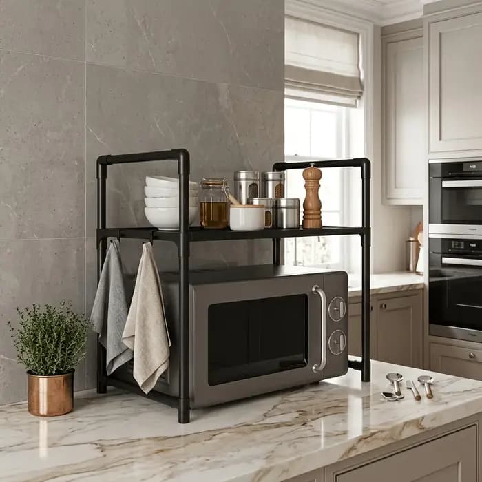 Le support de rangement multifonctionnel monocouche pour four à micro-ondes est simple et élégant