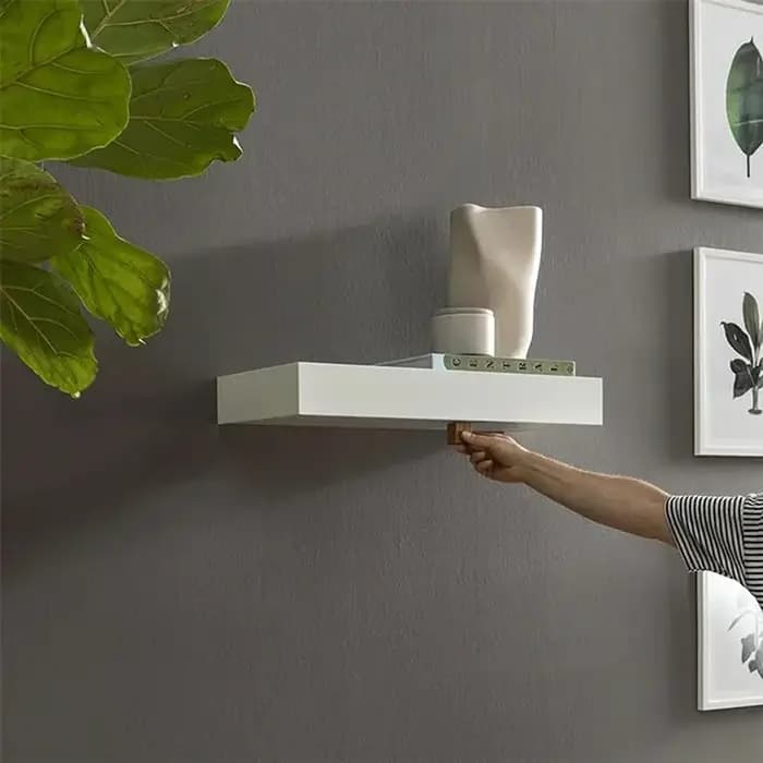 Étagère Murale Flottante Unie de Designer avec Compartiment Secret – Solution de Rangement Discrète – Meuble Dissimulé