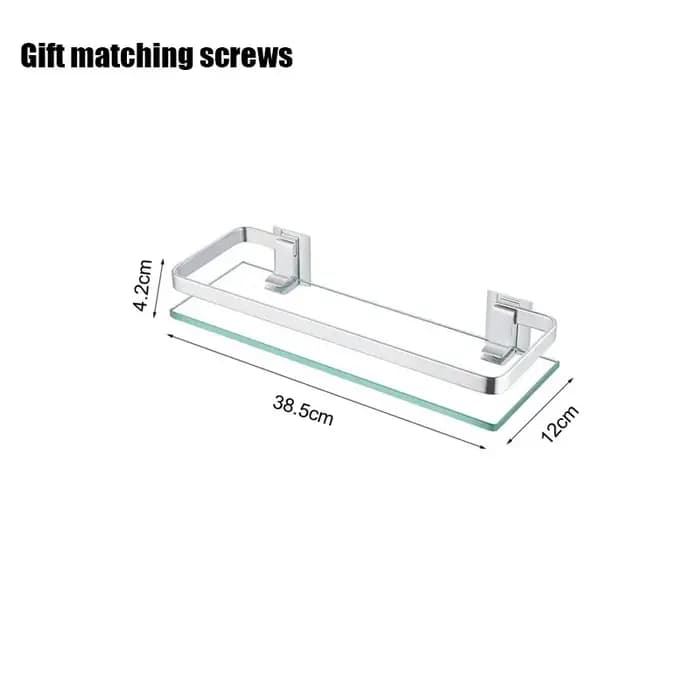 Étagère en verre pour articles de salle de bain