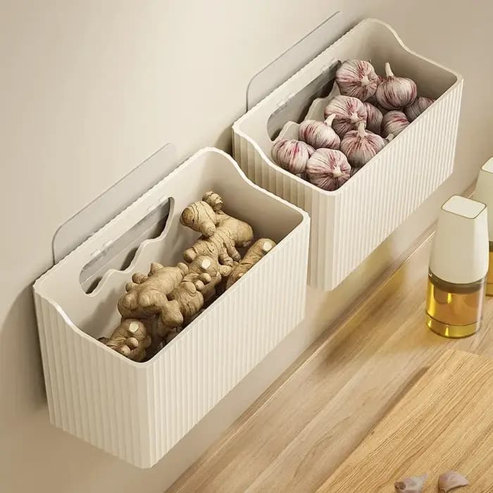 Panier de rangement mural pour gingembre et ail