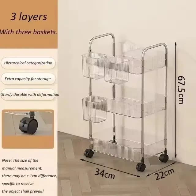 Étagère mobile à 2/3/4 niveaux avec roulettes