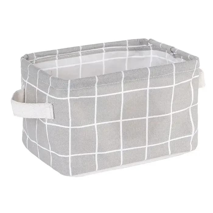 Panier de rangement pliable en tissu à motif quadrillé 20×16×14 cm