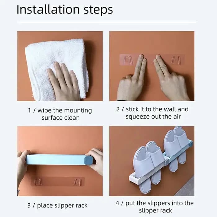 Étagère murale pour pantoufles de salle de bain