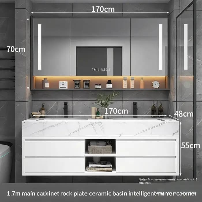 Armoire de salle de bain à étagères craquelées