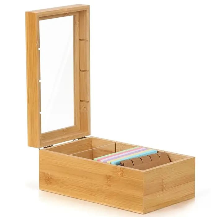 Boîte de rangement en bois multi-grilles avec couvercle, boîte de rangement pour cartes postales, no