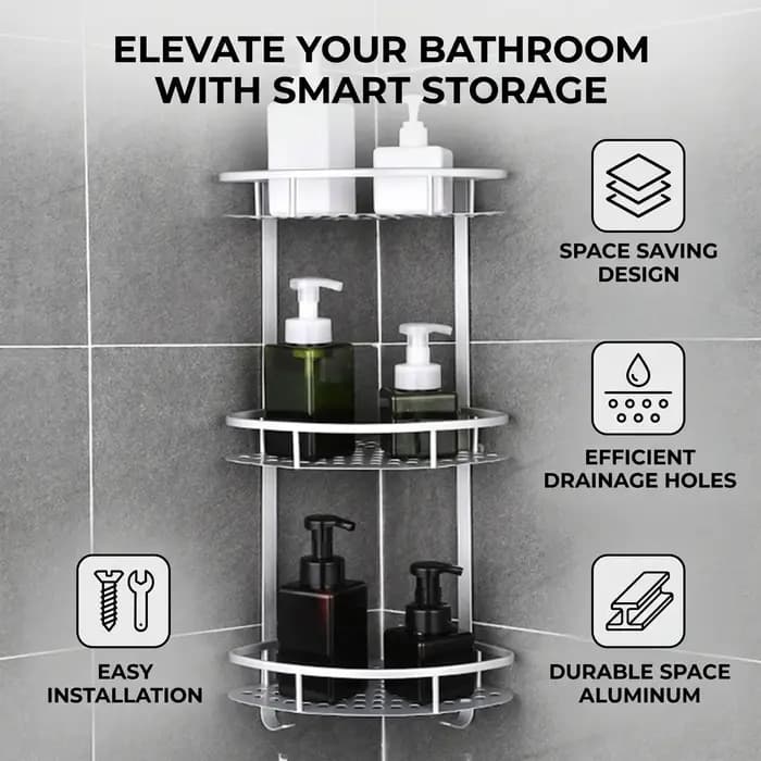 Étagère de douche d'angle à 3 niveaux