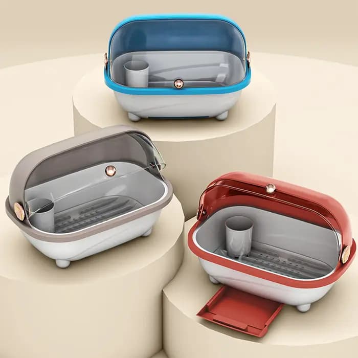 Armoire de séchage de vaisselle anti-poussière – Organisateur de cuisine peu encombrant avec drainage rapide