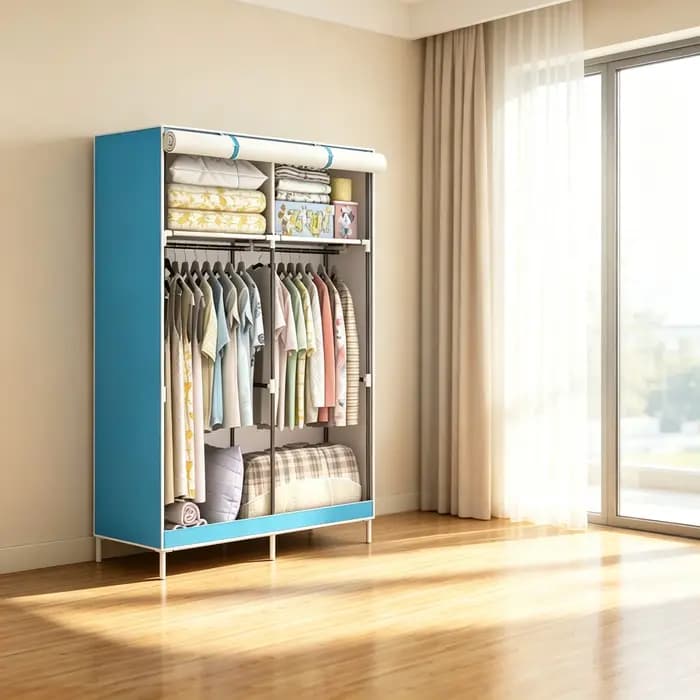 1 armoire portable pour vêtements avec housse en tissu non tissé, rangement anti-poussière pour chambre à coucher, armoire démontable et assemblable, armoire pour salon, armoire robuste et durable, le