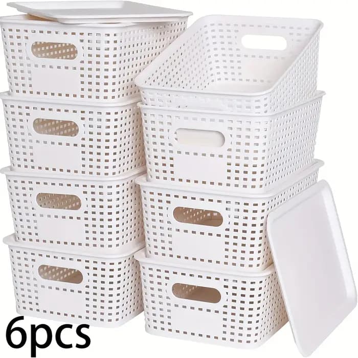 6 boîtes de rangement empilables avec couvercles