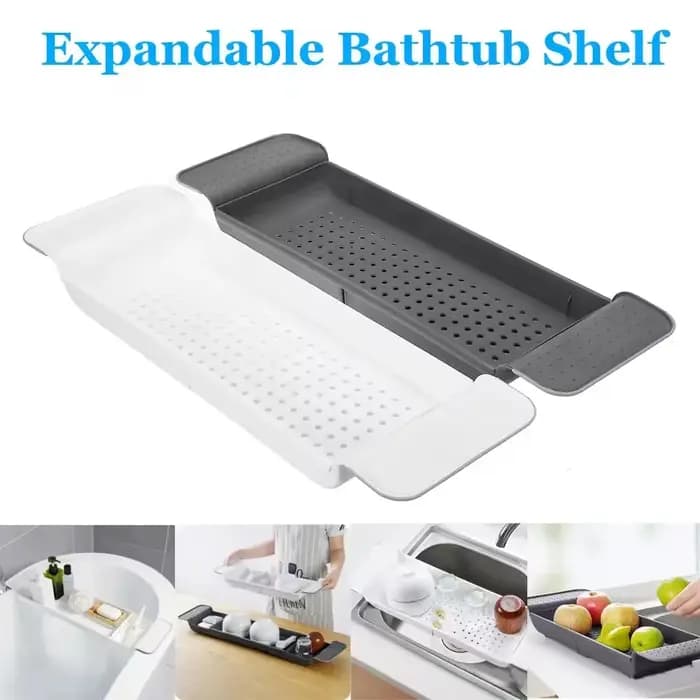 Étagère de baignoire extensible en bambou