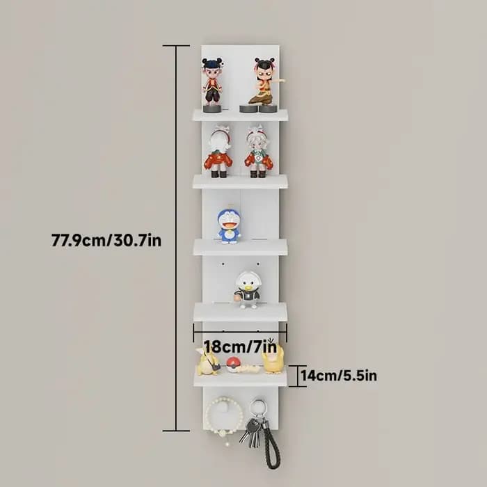 Étagère de présentation verticale à 5 niveaux pour figurines d'anime avec crochets pour bureau et mur
