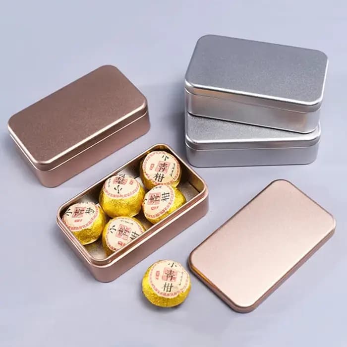 Boîte de rangement en métal pour thé