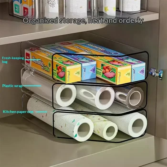 Boîte de rangement de cuisine pour film plastique et gants ; Organisateur de porte d'armoire