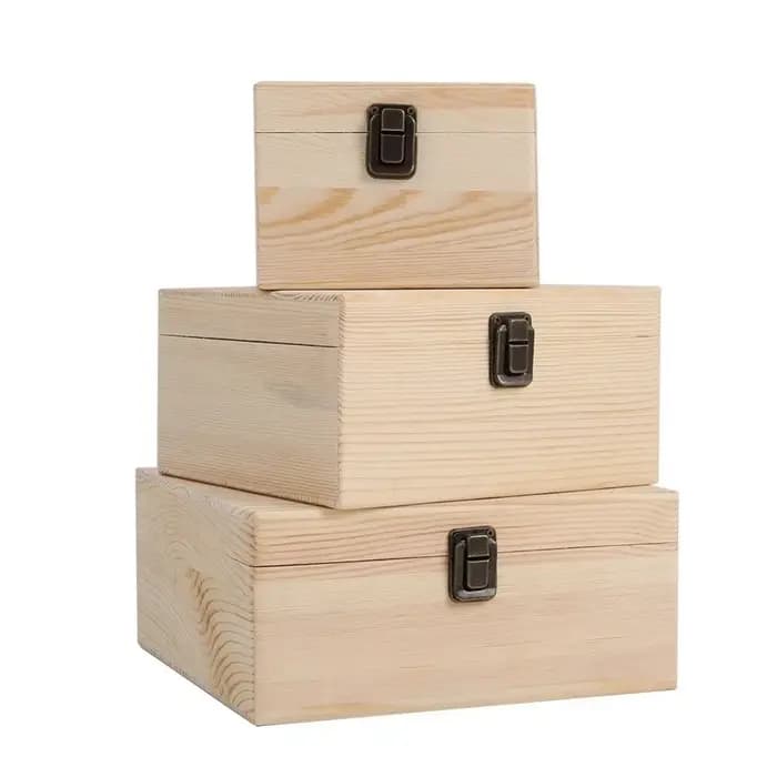 Boîte de rangement rectangulaire créative en bois