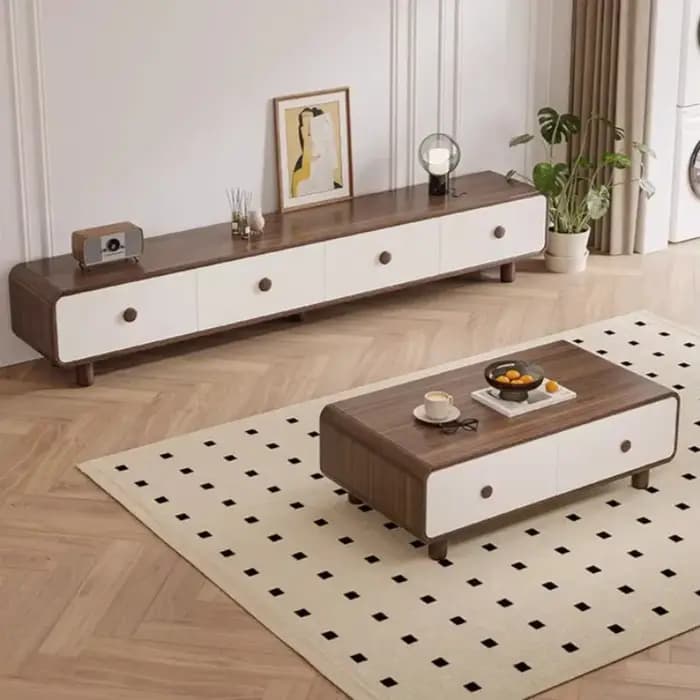 Meuble TV de Luxe avec Rangement pour Ornements