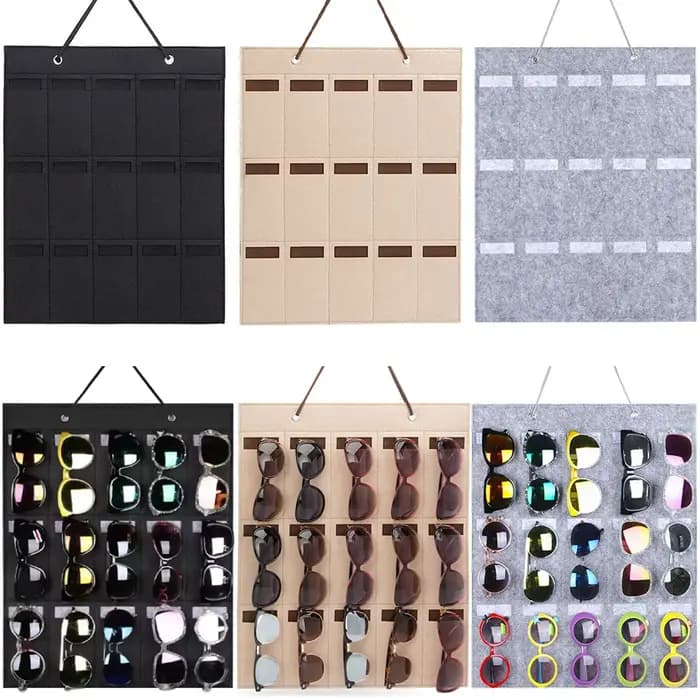 Sac de rangement suspendu en feutre pour lunettes de soleil