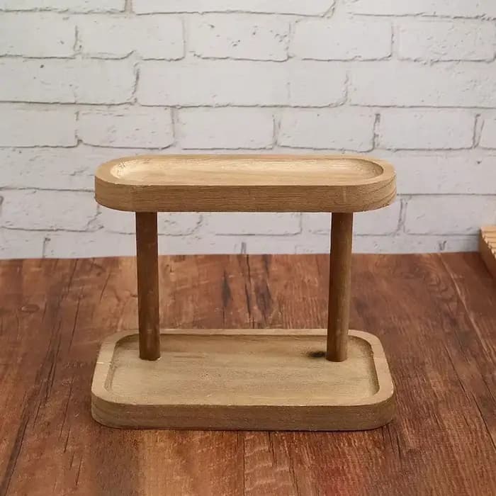Étagère de rangement en bois à 2 niveaux