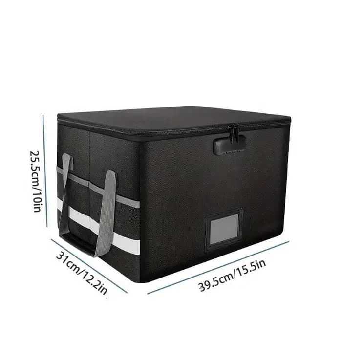 Boîte de rangement pliable imperméable et ignifuge, grande capacité, verrouillable, pour documents importants