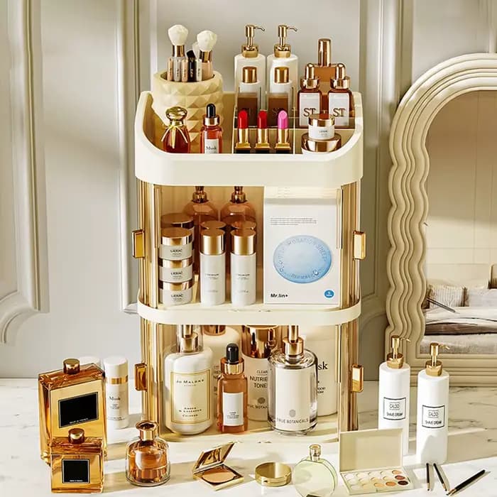 Boîte de rangement de cosmétiques, coiffeuse de grande capacité, support de rangement de produits de soins de la peau, Type tiroir, organisateur de stockage de poussière de bureau