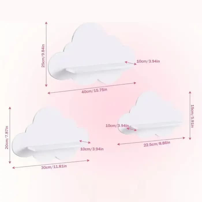 Étagères flottantes mignonnes en forme de nuage