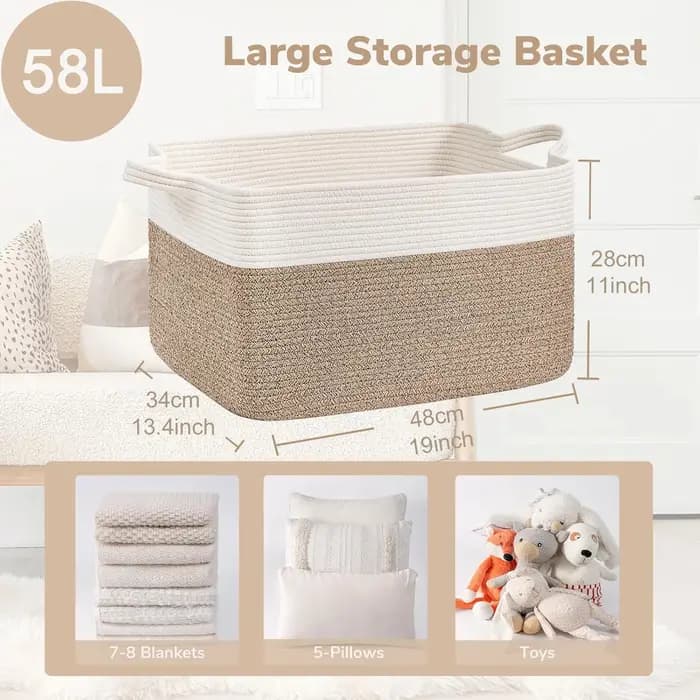 Panier à linge, paniers de rangement tissés pour l'organisation
