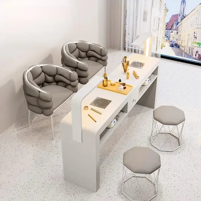 Étagère intégrée bureaux à ongles fournitures de rangement aspirateur