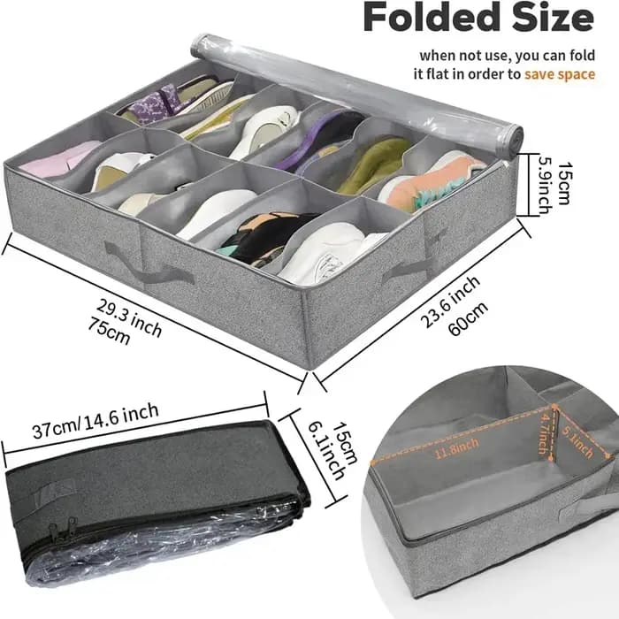 Organisateur de rangement de chaussures sous le lit