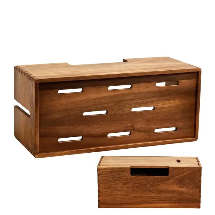 Boîte de rangement en bois pour câbles