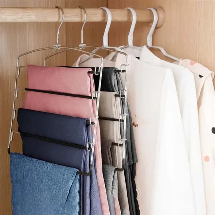 Cintres mobiles multicouches en acier inoxydable, organisateur d'étagères, gain de place, cintre de
