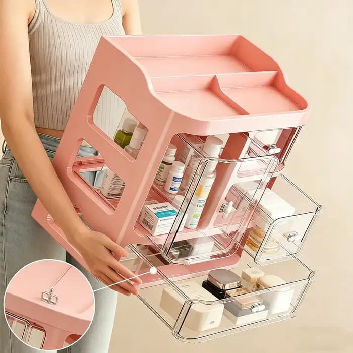 Boîte de rangement multifonctionnelle de grande capacité pour cosmétiques