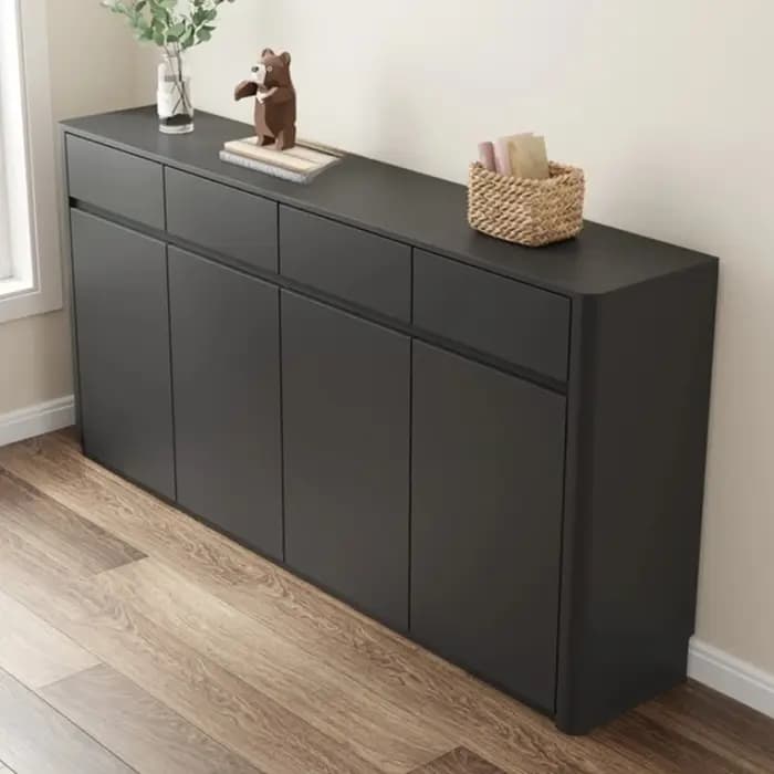 Étagère à chaussures noire moderne en bois