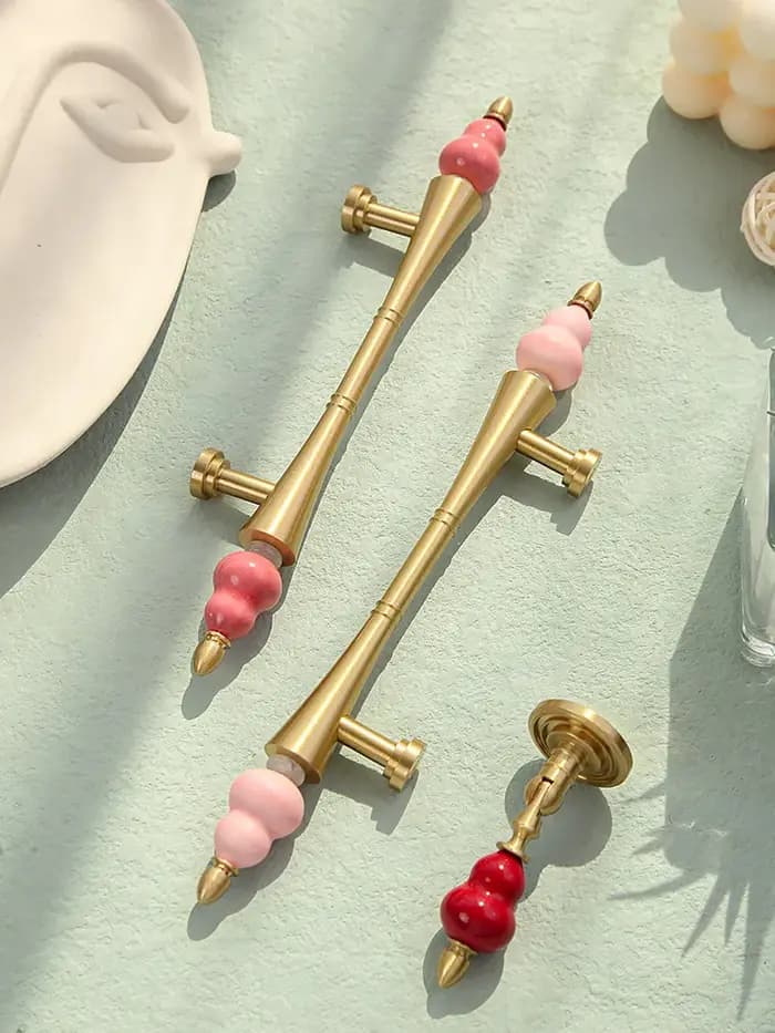 Poignée de meuble de luxe léger et mignon, style gourde, pour armoire, tiroir et placard, quincaillerie de mobilier