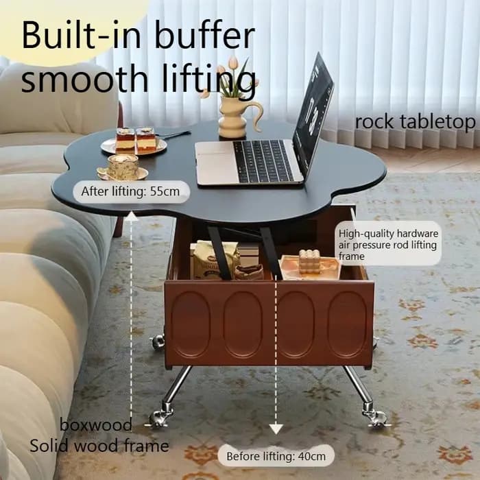 Table basse relevable avec rangement