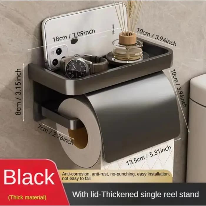 Porte-rouleau de papier toilette auto-adhésif/perforé - Porte-rouleau de papier toilette avec étagèr