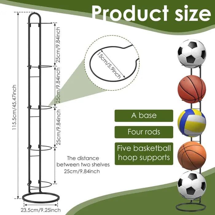 Support de rangement pour ballons de sport à 5 niveaux