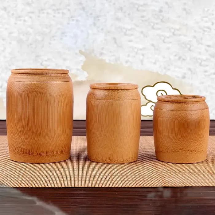 Récipient à Thé en Bambou, Tube Blanc, Boîte d'Emballage, Rangement en Bois